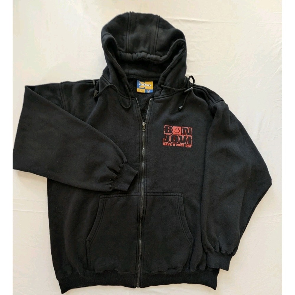 Vtg 2005 Bon Jovi Have A Nice Day Concert Tour Hoodie Sweatshirt Men's Lg Black